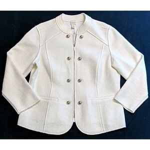 Chico's Jacket Military Wool Classy Professional Cream Women's Size XL    (1200)
